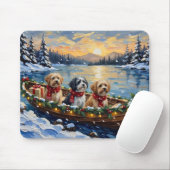 Lhasa Apso Christmas Boat Holiday マウスパッド (マウス)