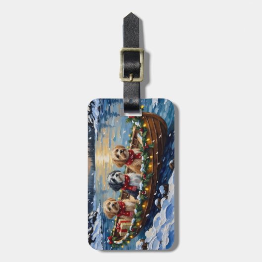 Lhasa Apso Christmas Boat Holiday ラゲッジタグ (正面縦)