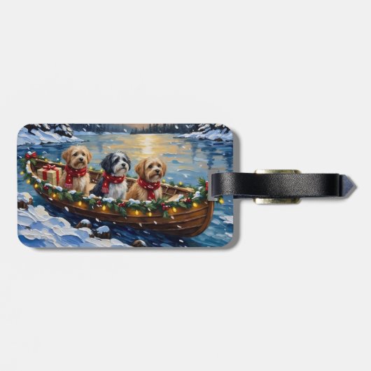 Lhasa Apso Christmas Boat Holiday ラゲッジタグ (裏面横)