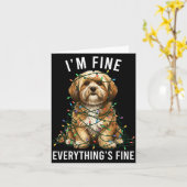 Lhasa Apso Christmas I'm Fine Everything Is Fine  カード (黄色い花)