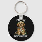 Lhasa Apso Christmas I'm Fine Everything Is Fine  キーホルダー (正面)
