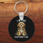Lhasa Apso Christmas I'm Fine Everything Is Fine  キーホルダー (正面)