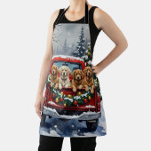 Lhasa Apso Christmas Red Truck Holiday エプロン (インサイチュ)