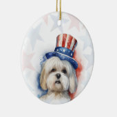 Lhasa Apso Dog, 4th of july Personalized セラミックオーナメント (右)