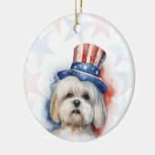 Lhasa Apso Dog, 4th of july Personalized セラミックオーナメント (左)