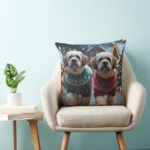 Lhasa Apso Dogs Christmas Snow Holiday クッション (椅子)