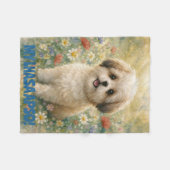 Lhasa Apso Puppy Fleece Blanket フリースブランケット (正面(横))