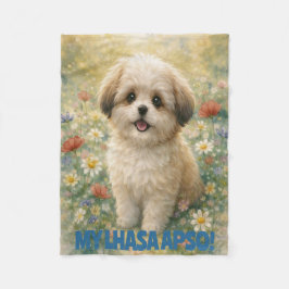 Lhasa Apso Puppy Fleece Blanket フリースブランケット
