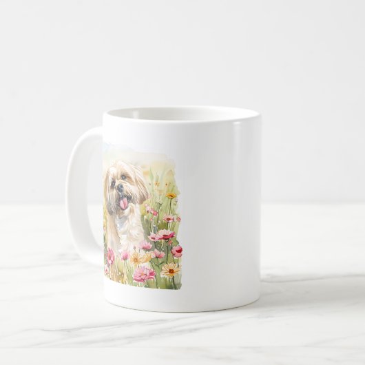 Lhasa Apso Watercolor Mug コーヒーマグカップ (正面左)