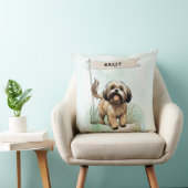 Lhasa Apso Watercolor Personalized Dog クッション (椅子)