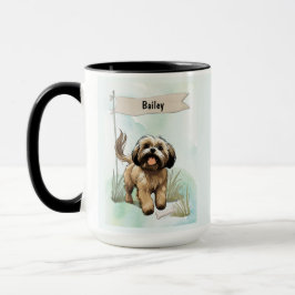 Lhasa Apso Watercolor Personalized Dog マグカップ