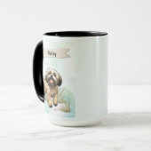 Lhasa Apso Watercolor Personalized Dog マグカップ (正面左)