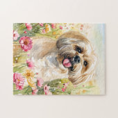 Lhasa Apso Watercolor Puzzle ジグソーパズル (横)