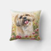 Lhasa Apso Watercolor Throw Pillow クッション (裏面)