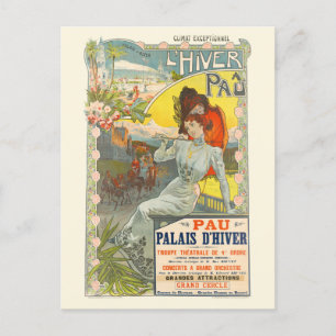 L'Hiver a Pau France Vintage Poster 1900 ポストカード