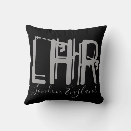 LHRロンドンヒースローエアポートグランジタイポグラフィ クッション (裏面)