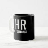 LHR -ロンドンHeathrowイギリス空港コード ツートーンマグカップ (正面左)