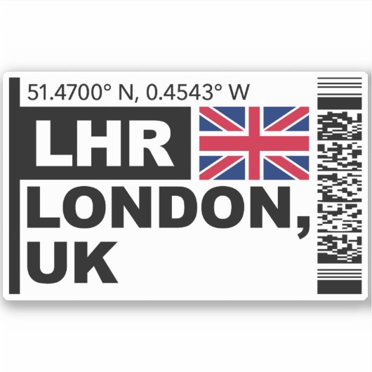LHR London Boarding Pass - England, UK Travel シール (正面)
