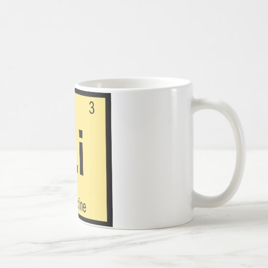 Li - リングイネのパスタ 化学元素周期表 コーヒーマグカップ (右)
