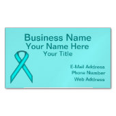 Li Blue/ティール（緑がかった色）標準リボンby Kenneth Yoncich マグネット名刺 (正面)