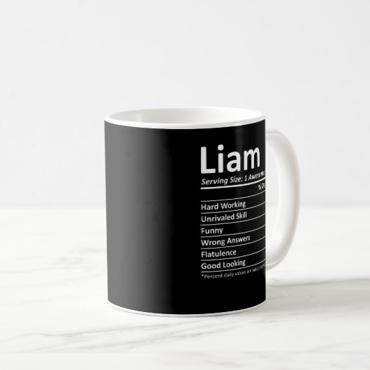 LIAM栄養おもしろい誕生日名パーソナライズされたGi コーヒーマグカップ (正面右)