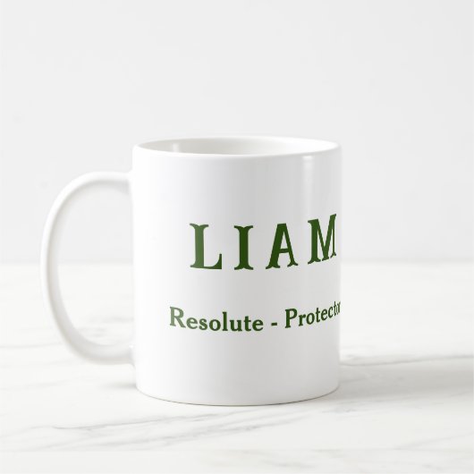 {Liam}名前の意味シールドマグカップ コーヒーマグカップ (左)