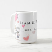 Liam and Emma Storybook Floral Wedding Unity Pilla コーヒーマグカップ (正面左)