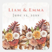 Liam and Emma Storybook Floral Wedding Unity Pilla スクエアシール (正面)