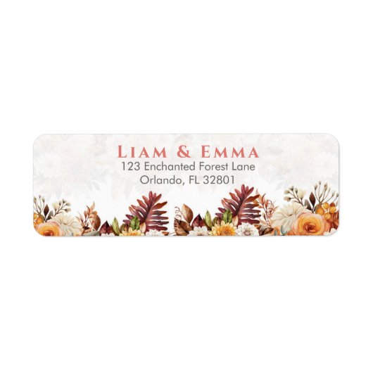 Liam and Emma Storybook Floral Wedding Unity Pilla ラベル (正面)