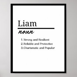 Liam、Boy パーソナライズされた Name Definition ポスター