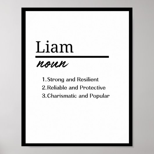 Liam、Boy パーソナライズされた Name Definition ポスター (正面)