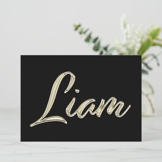 Liam Name white gold Handwriting Karte カード (スタンド正面)