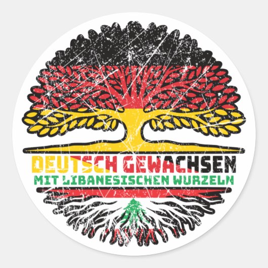 Libanon Libanesisch Deutschland Baum ラウンドシール (正面)