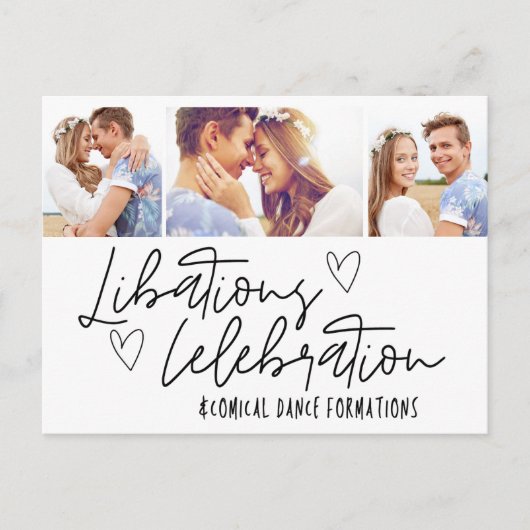 Libationsお祝い写真結婚式Save the Date 案内ポストカード (正面)