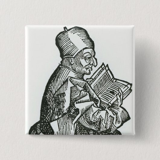 「Liber ChronicarumからのSt. Bede 缶バッジ (正面)