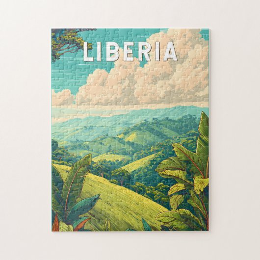 Liberia Illustration Travel Art Vintage ジグソーパズル (縦)