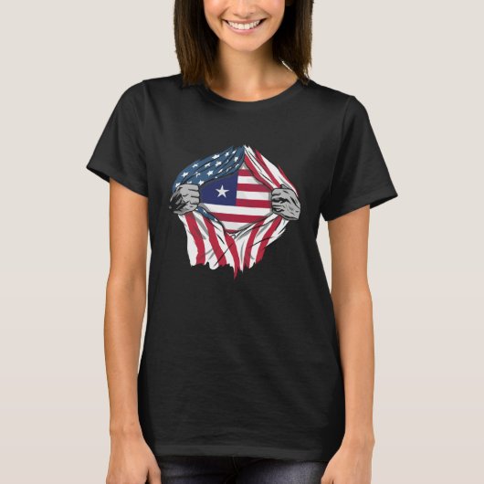 Liberian Blood Inside Me Liberia Flag Tシャツ (正面)