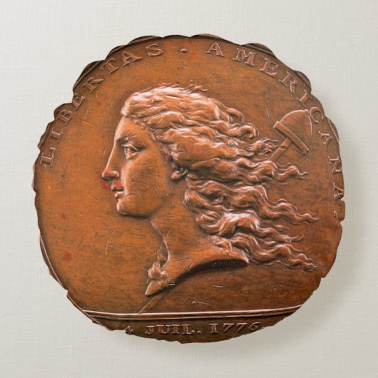 Libertas Americana，フランス， 1782装飾用クッション ラウンドクッション (正面)