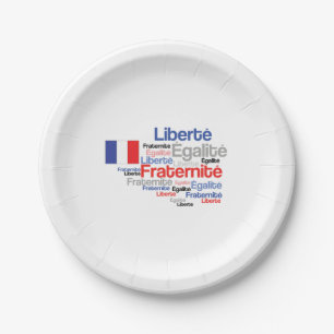 Liberté、Égalité、Fraternité -フランスのなモットーの旗 ペーパープレート