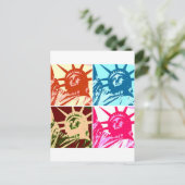 Libertyニューヨークシティポップアートの女性 ポストカード (スタンド正面)