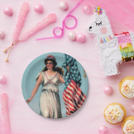 Libertyヴィンテージの女性独立記念日のパーティーのプレート ペーパープレート (パーティー)