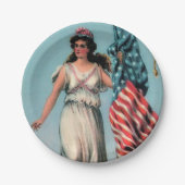 Libertyヴィンテージの女性独立記念日のパーティーのプレート ペーパープレート (正面)