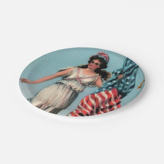 Libertyヴィンテージの女性独立記念日のパーティーのプレート ペーパープレート (アングル)