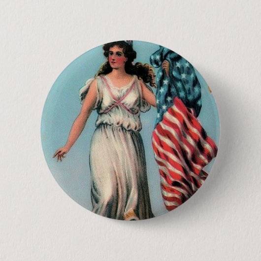 Libertyヴィンテージの女性 缶バッジ (正面)