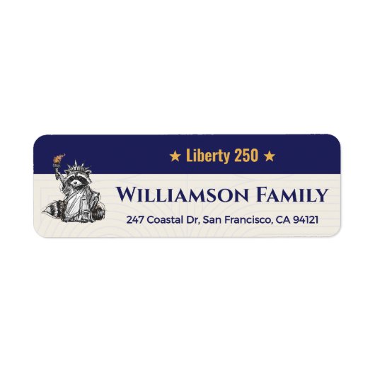 Liberty 250 Raccoon Patriotic Family Return ラベル (正面)
