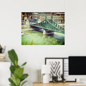  Liberty bridge -Budapest - painting  ポスター (ホームオフィス)