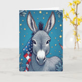 Liberty Donkey Flag Vote Reminder カード (黄色い花)