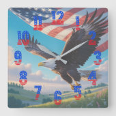 Liberty Eagle & Flag Square Wall Clock (1776–2026) スクエア壁時計 (正面)