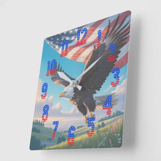 Liberty Eagle & Flag Square Wall Clock (1776–2026) スクエア壁時計 (傾斜)