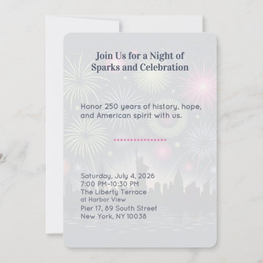 Liberty Fireworks 250 Years New York Gala Card (裏面)